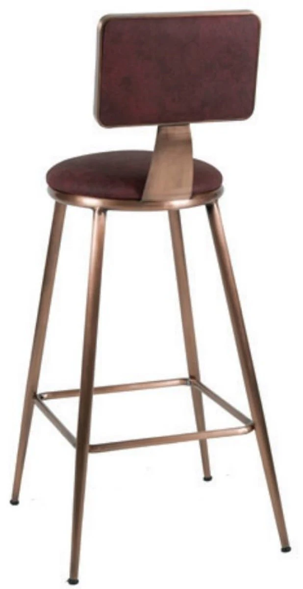 Luxury bar chair wine red / copper 44 x 44 x H. 104 cm - Padded bar stool with elegant faux leather - Bar furniture - Luxury furniture