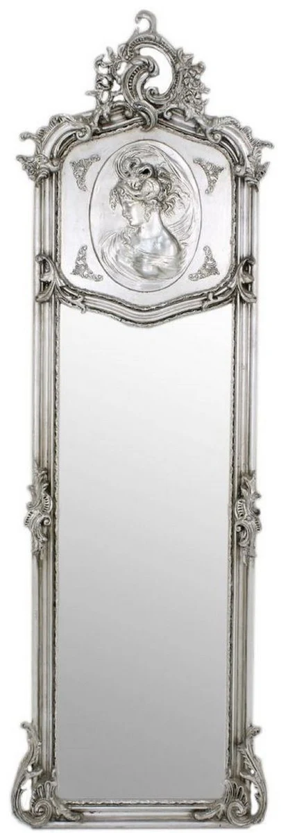Baroque mirror silver 55 x H. 175 cm - handmade antique style wall mirror - full length mirror - cloakroom mirror - living room mirror - baroque style furniture
