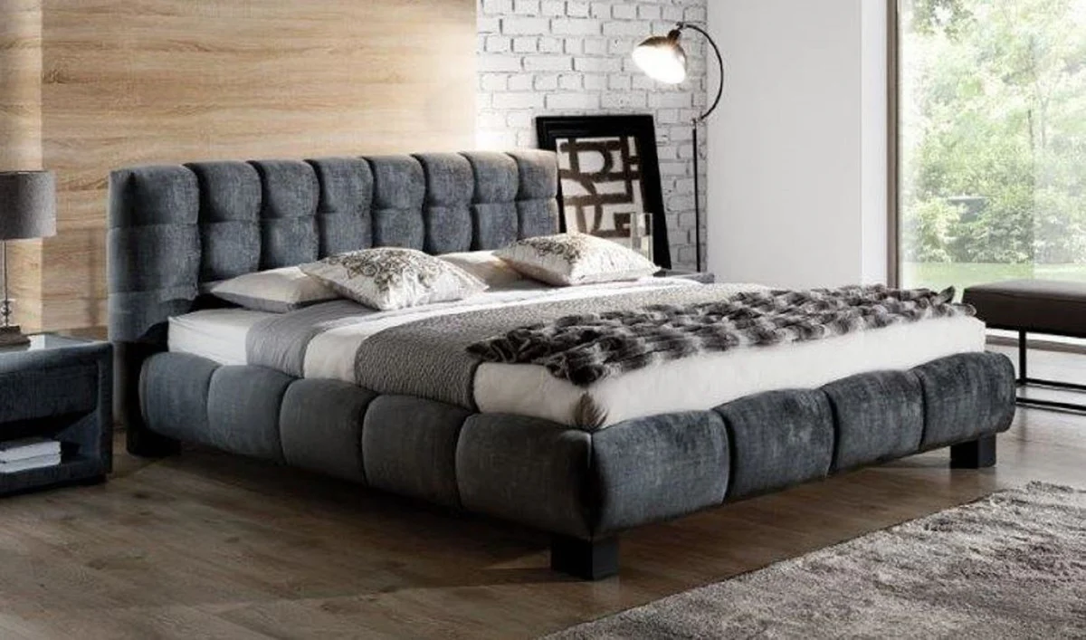Luxury Double Bed Gray / Black - Various Sizes - Modern Solid Wood Bed with Headboard - Luxury Bedroom Furniture - Luxury Collection