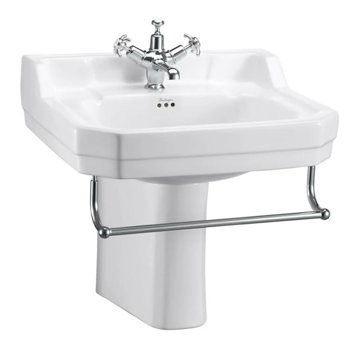 Porcelain washbasin with half base and towel rail 56 x 47 x H. 56 cm
