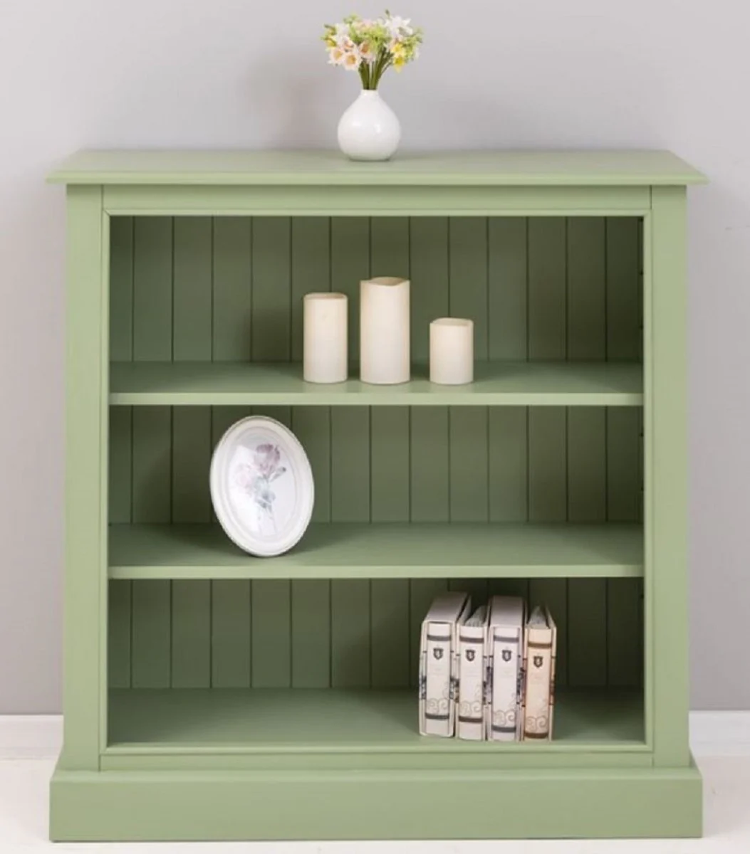 Country house style bookcase green 102 x 35 x H. 102 cm - solid wood cupboard - shelf cupboard - living room cupboard - office cupboard - country house style furniture - country house style furnishings