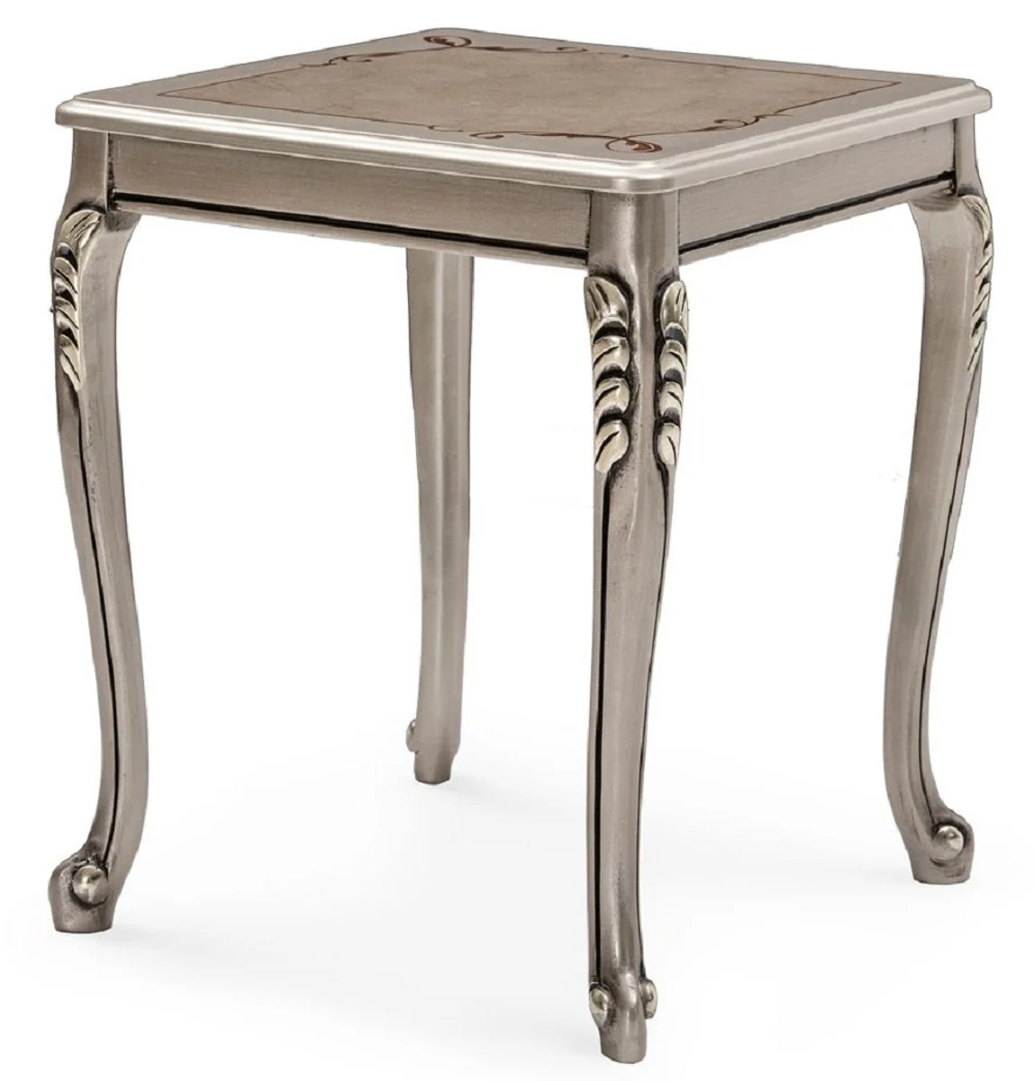 Luxury Baroque side table silver - Square solid wood table in Baroque style - Luxury living room furniture in Baroque style - Baroque furniture - Noble & magnificent