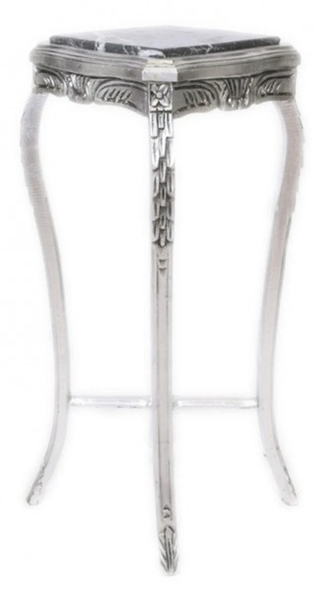 Baroque side table with marble top square high silver H70 x 50 x 50 cm - antique style