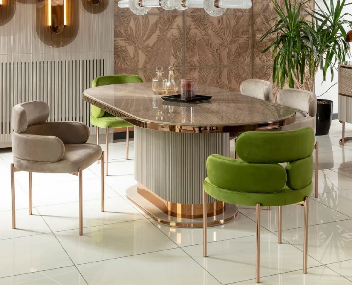 Luxury Dining Room Set Grey/Green/Copper