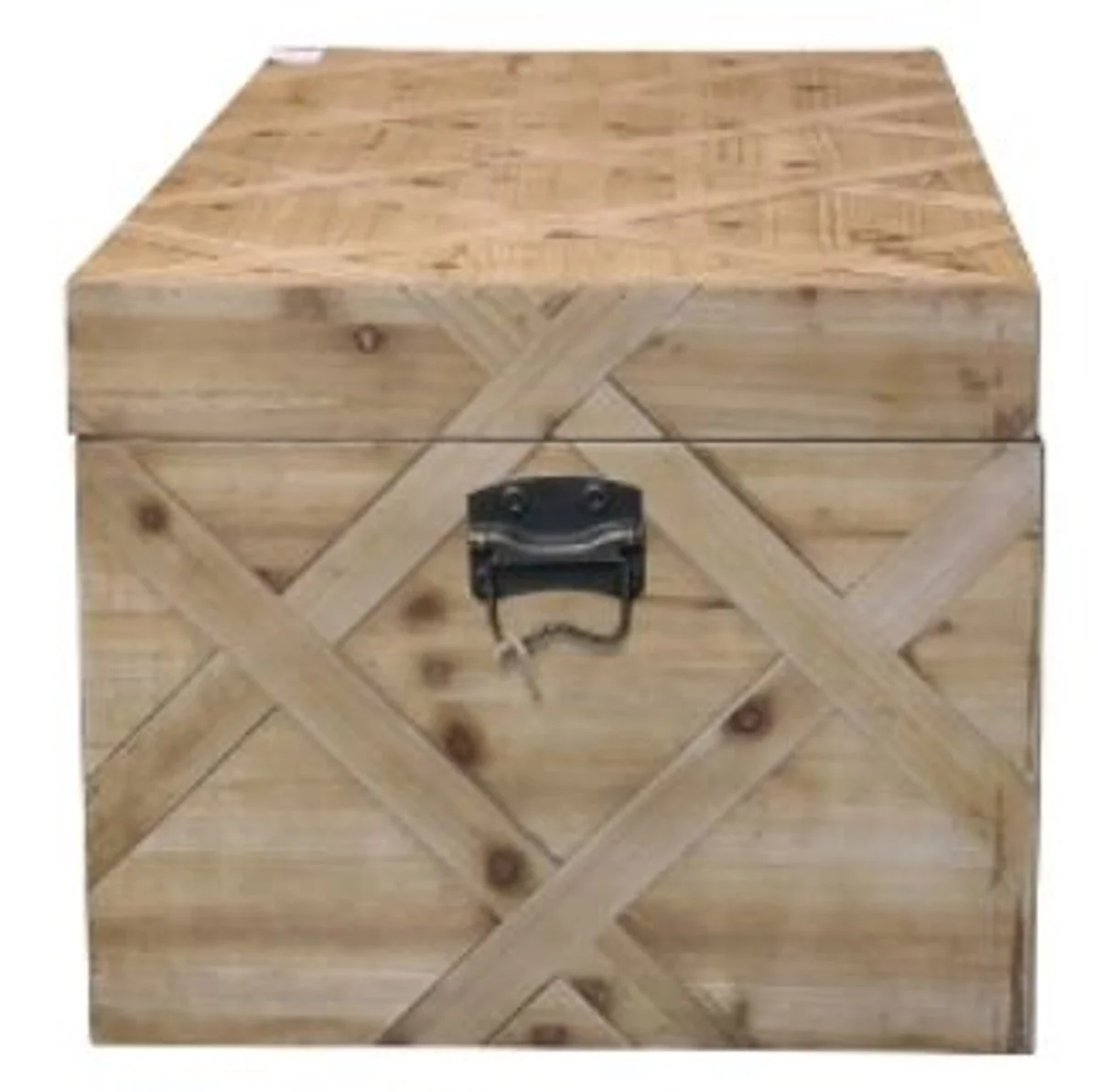 Country house style chest natural colors 100 x 48 x H. 40 cm - handmade wooden chest in parquet look