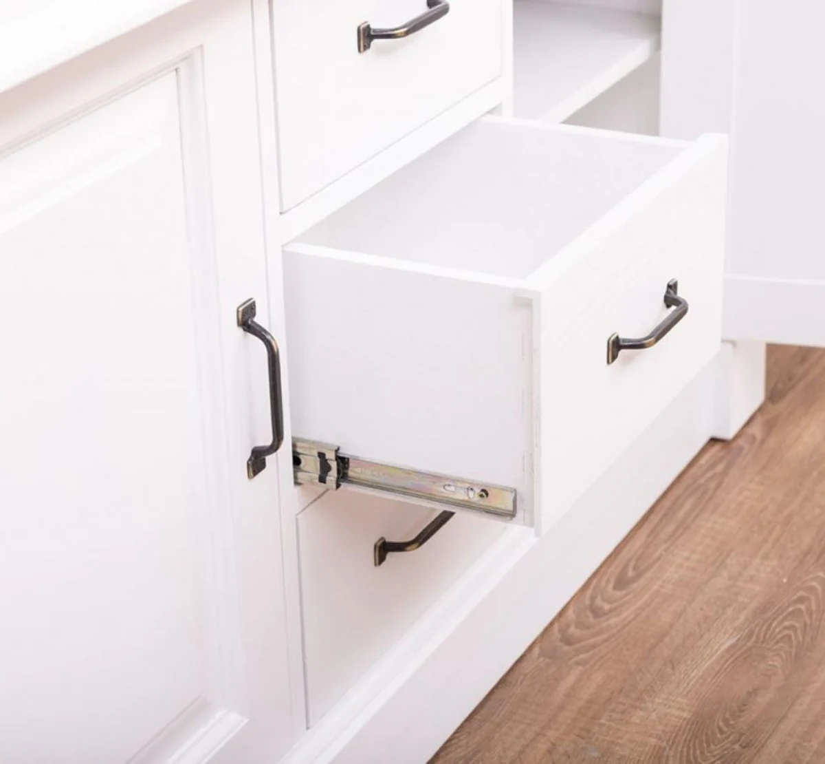 Country house style bathroom set white / natural colors - 1 double washbasin & 1 wall mirror - solid wood bathroom furniture in country house style