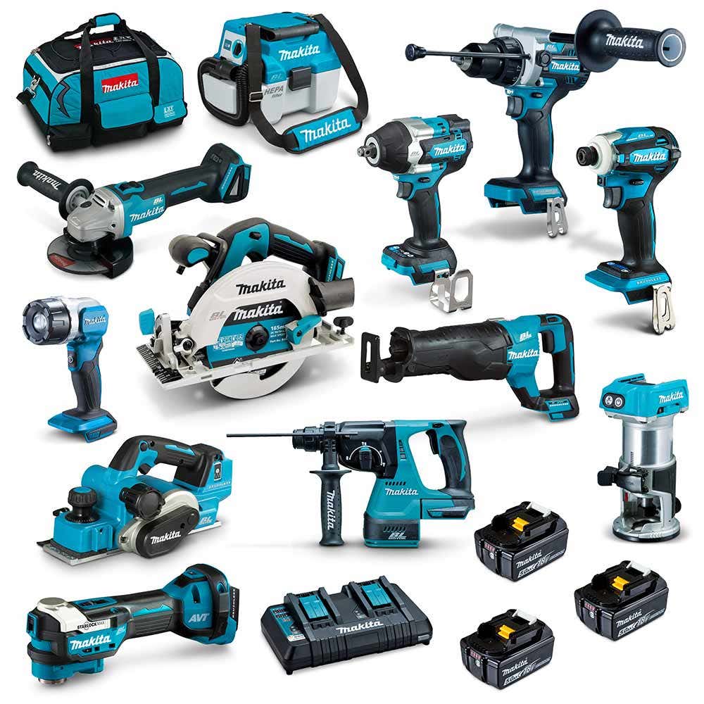 MAKITA 18V Brushless 12 Stück 3 x 5.0Ah Combo Kit DLX1202TX1
