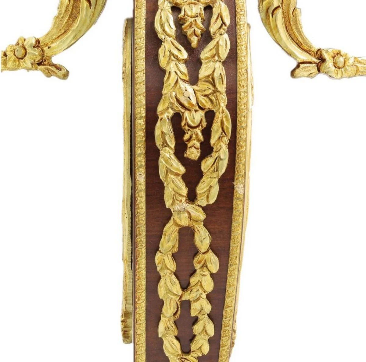 Baroque side table brown / gold / gray Ø 55 x H. 78 cm - Round solid wood table in baroque style - Baroque living room furniture