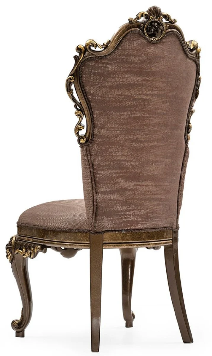 Baroque dining room chair with armrest beige / white / silver - designer chair - luxury quality