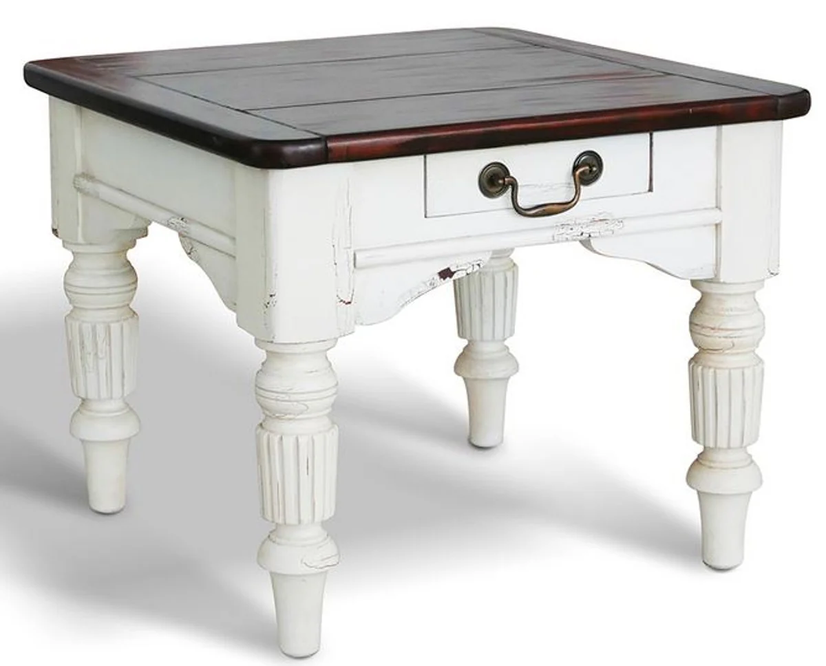 Country house style coffee table 60 x 60 x H. 45 cm - Various colors - Solid wood living room table with drawer - Living room furniture