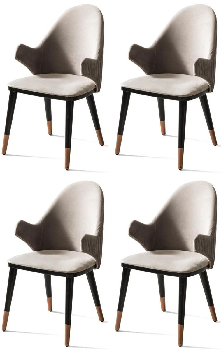 Luxury dining room chair set of 4 with armrests gray / black / copper 52 x 52 x H. 88 cm - Dining room furniture - Restaurant furniture - Dining room furnishings - Luxury furniture - Luxury furnishings