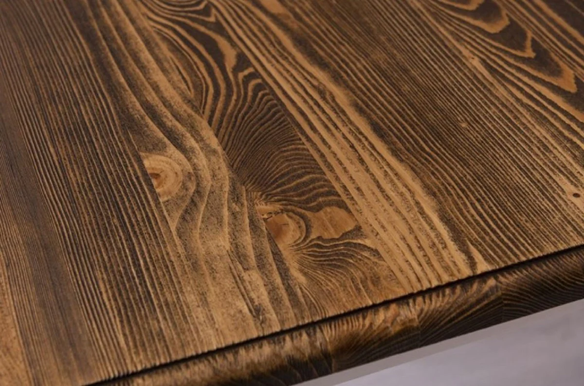 Country house style dining table dark brown / white 160 x 90 x H. 78 cm - solid wood kitchen table - country house style dining room furniture