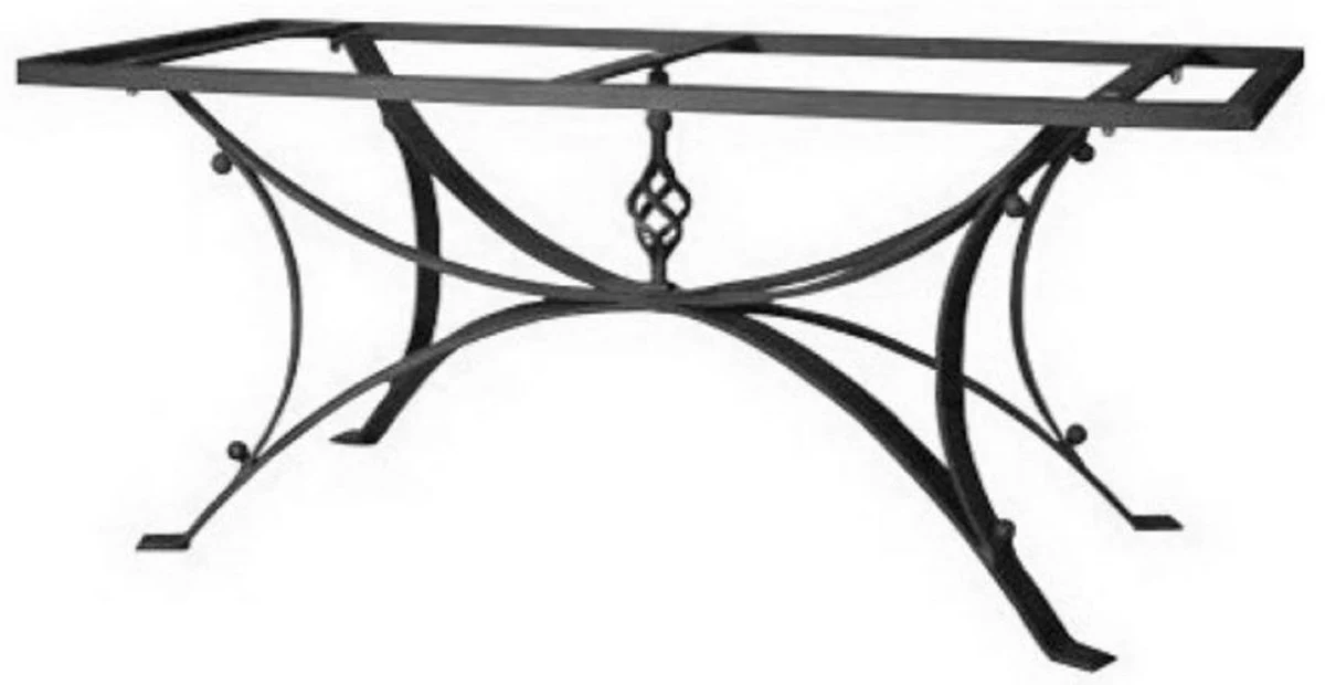 Luxury Art Nouveau dining table multicolored / black - handmade garden table with hand-painted table top and metal frame - garden patio dining room furniture