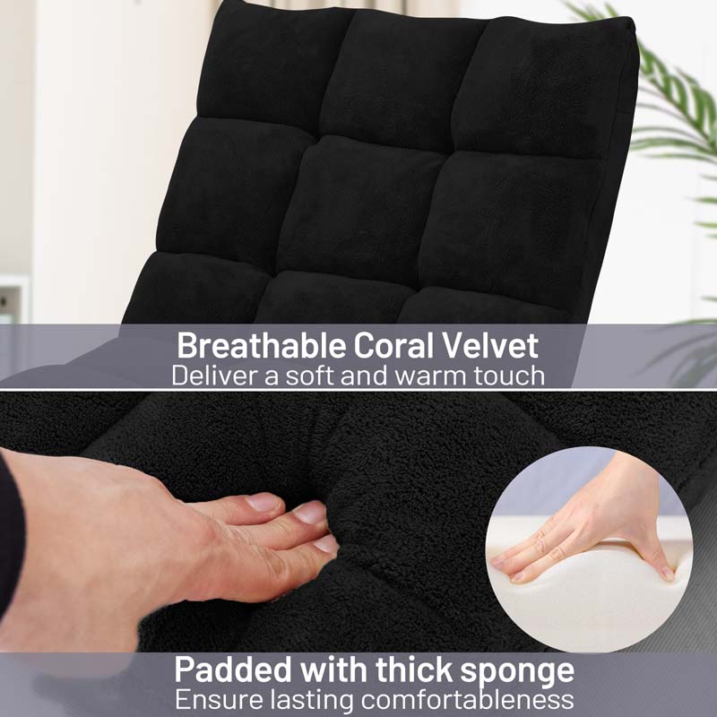 Memory Foam Floor Chair, 14-Position Adjustable Folding Gaming Sofa Chair with Back Support, Chaise Lounge Sofa Bed Recliner