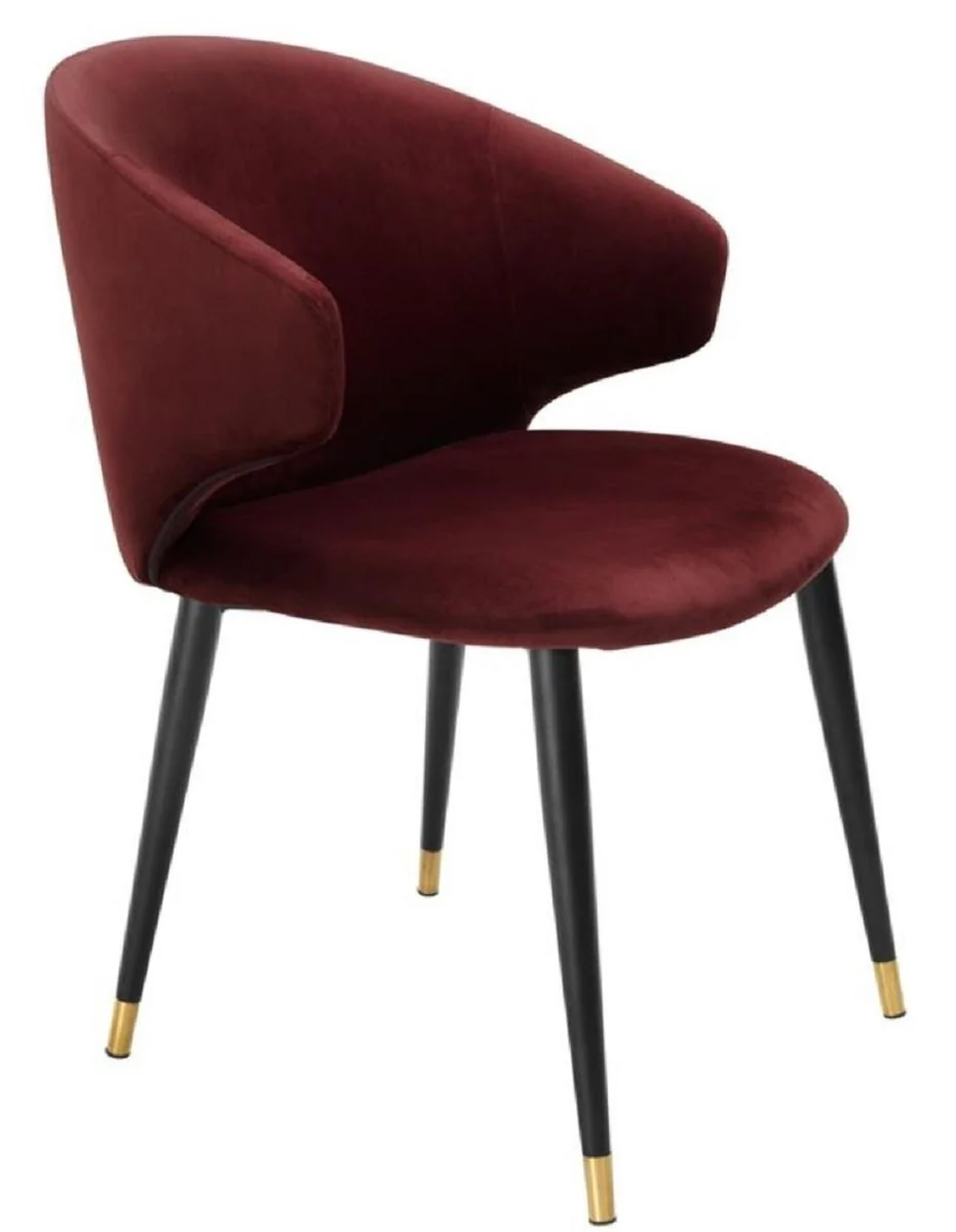 Luxury dining room chair with armrests Dark burgundy / black / gold 57 x 66 x H. 83 cm - Dining room furniture