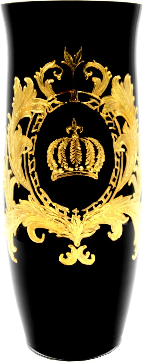 Pompöös by Luxus Vase with 24 carat gold plating black / gold Ø 12.3 x H. 30 cm - Pompöös flower vase designed by Harald Glööckler