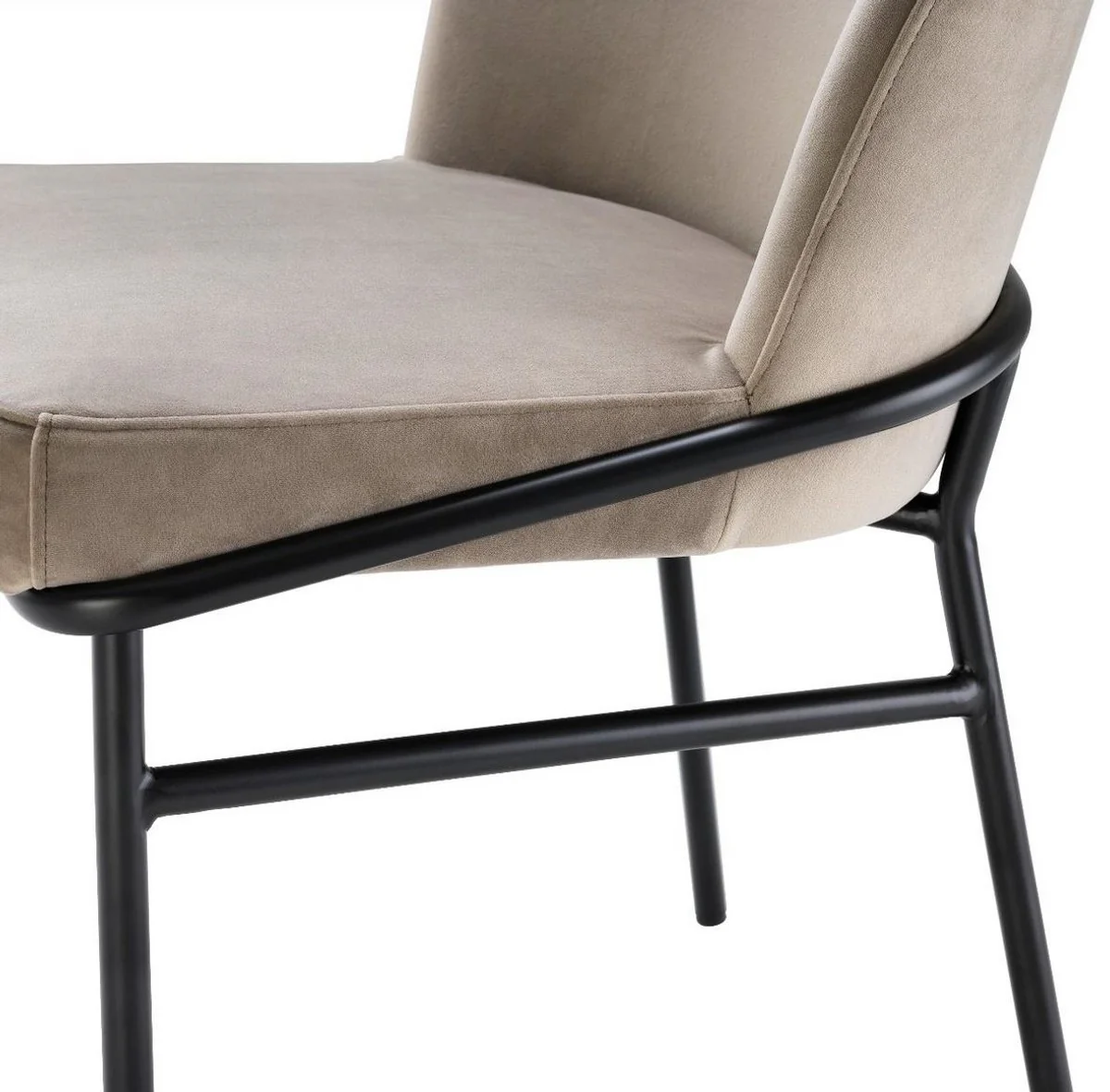 Luxury dining room chairs greige / black 49 x 56 x H. 82 cm - kitchen chairs with elegant velvet fabric - dining room set