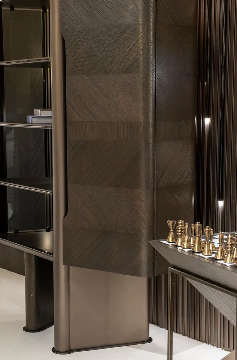 Luxus Vitrine Dunkelbraun / Bronze 105,95 x 48,15 x H. 170 cm - Vitrinenschrank mit Tür - Hotel Möbel - Luxus Möbel - Luxus Kollektion