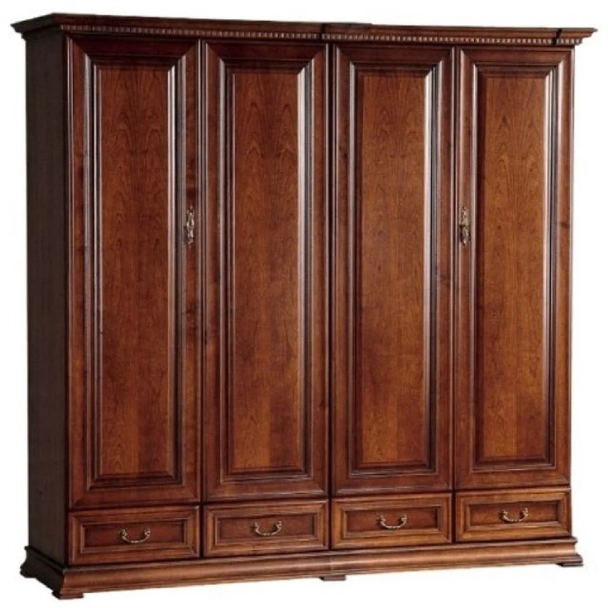Luxury bedroom wardrobe brown 212.6 x 60.5 x H. 207.9 cm - Solid wood wardrobe with 4 doors and 4 drawers - Luxury solid wood bedroom furniture