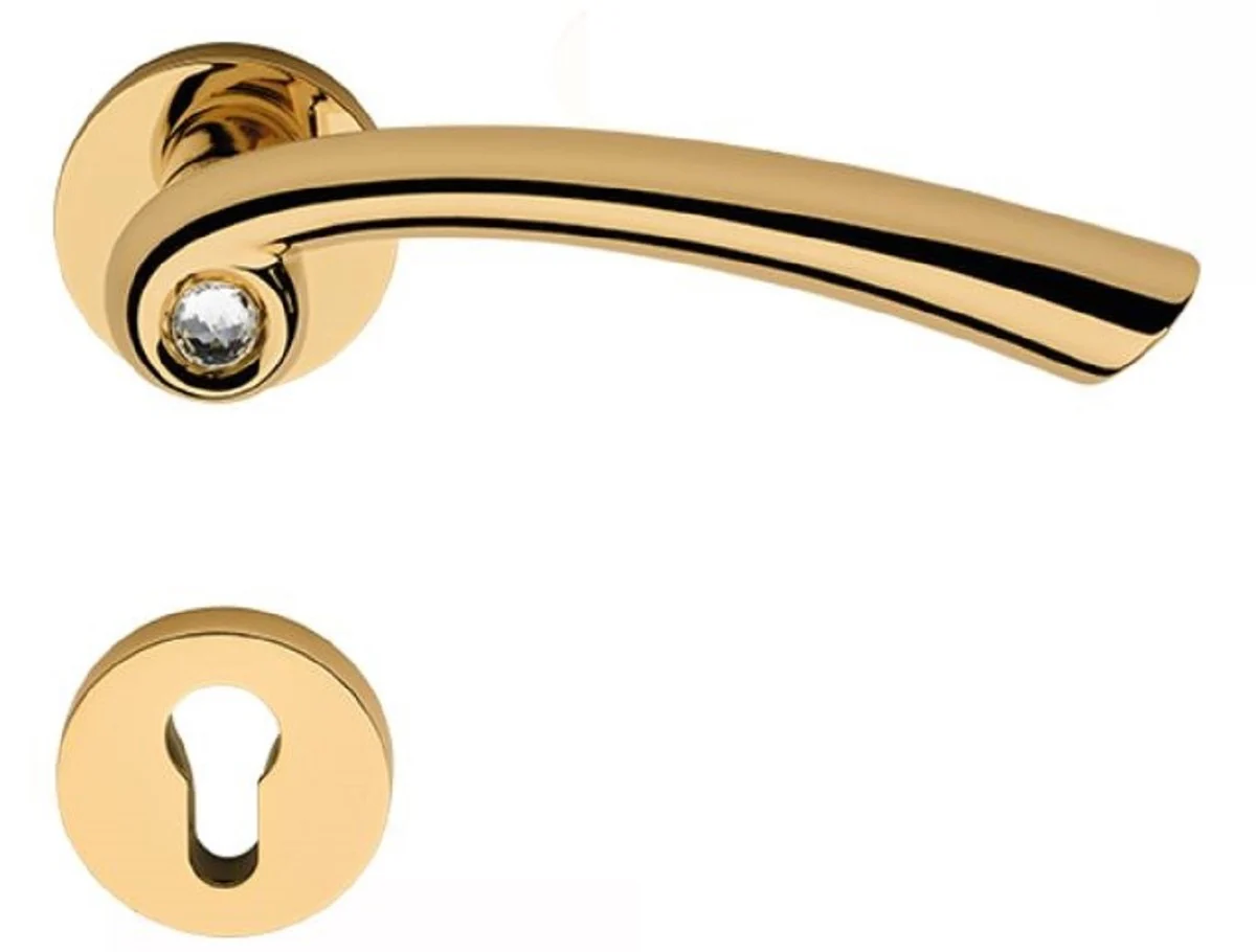 Luxury door handle set with Swarovski crystal glass gold 16.4 x H. 5.2 cm - Luxury quality - Made in Italy