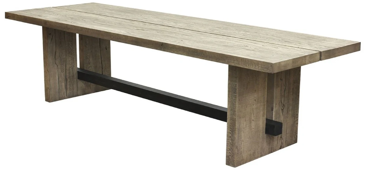 Country Style Solid Wood Dining Table Gray / Black - Various Sizes - Rectangular Oak Wood Kitchen Table - Solid Wood Dining Room Furniture - Country Style Dining Room Furniture