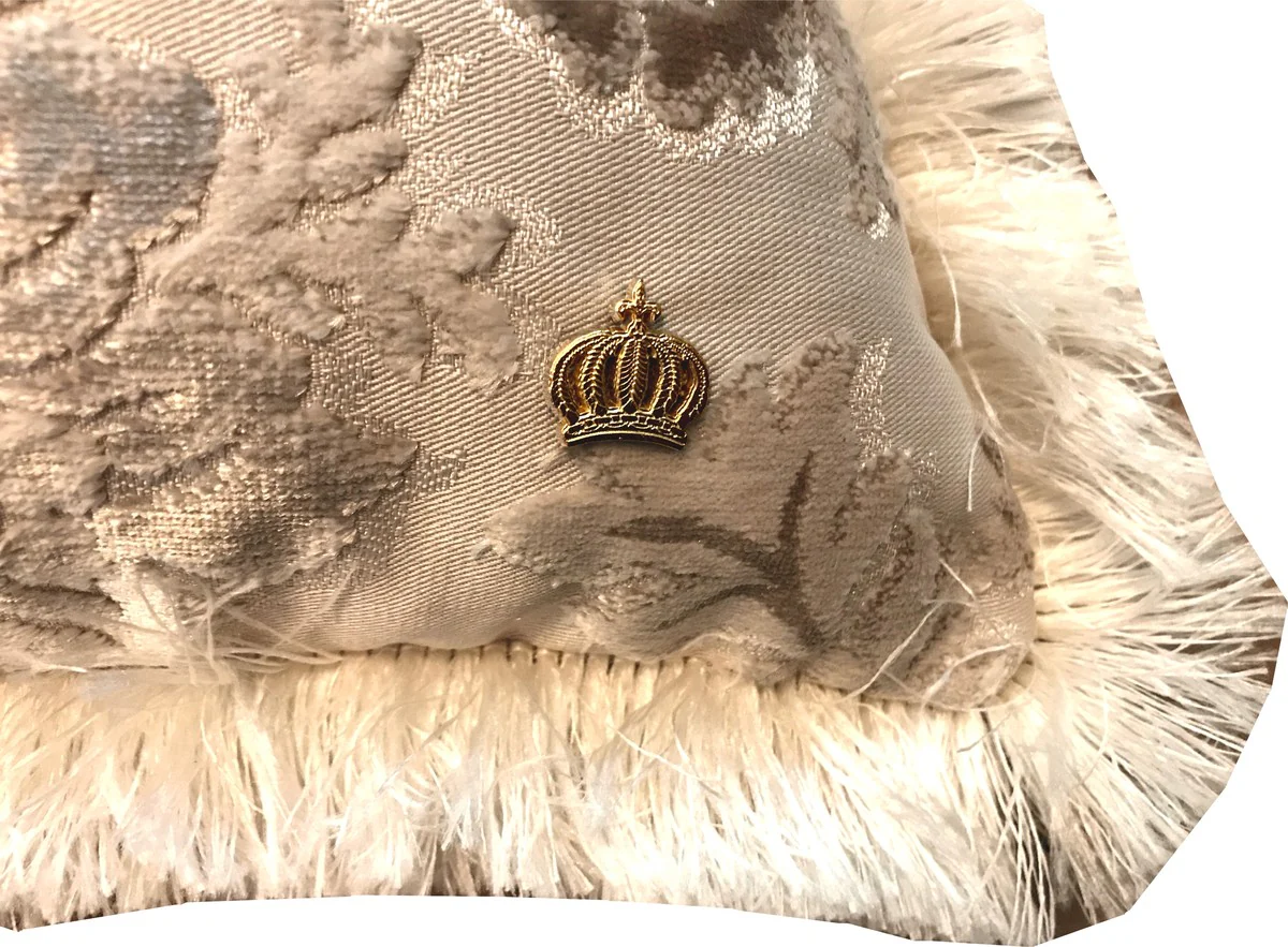 Luxus Kissen Pompöös by von Harald Glööckler Elegance Collection Barock Muster Creme / Creme 35 x 55 cm - Luxuskissen