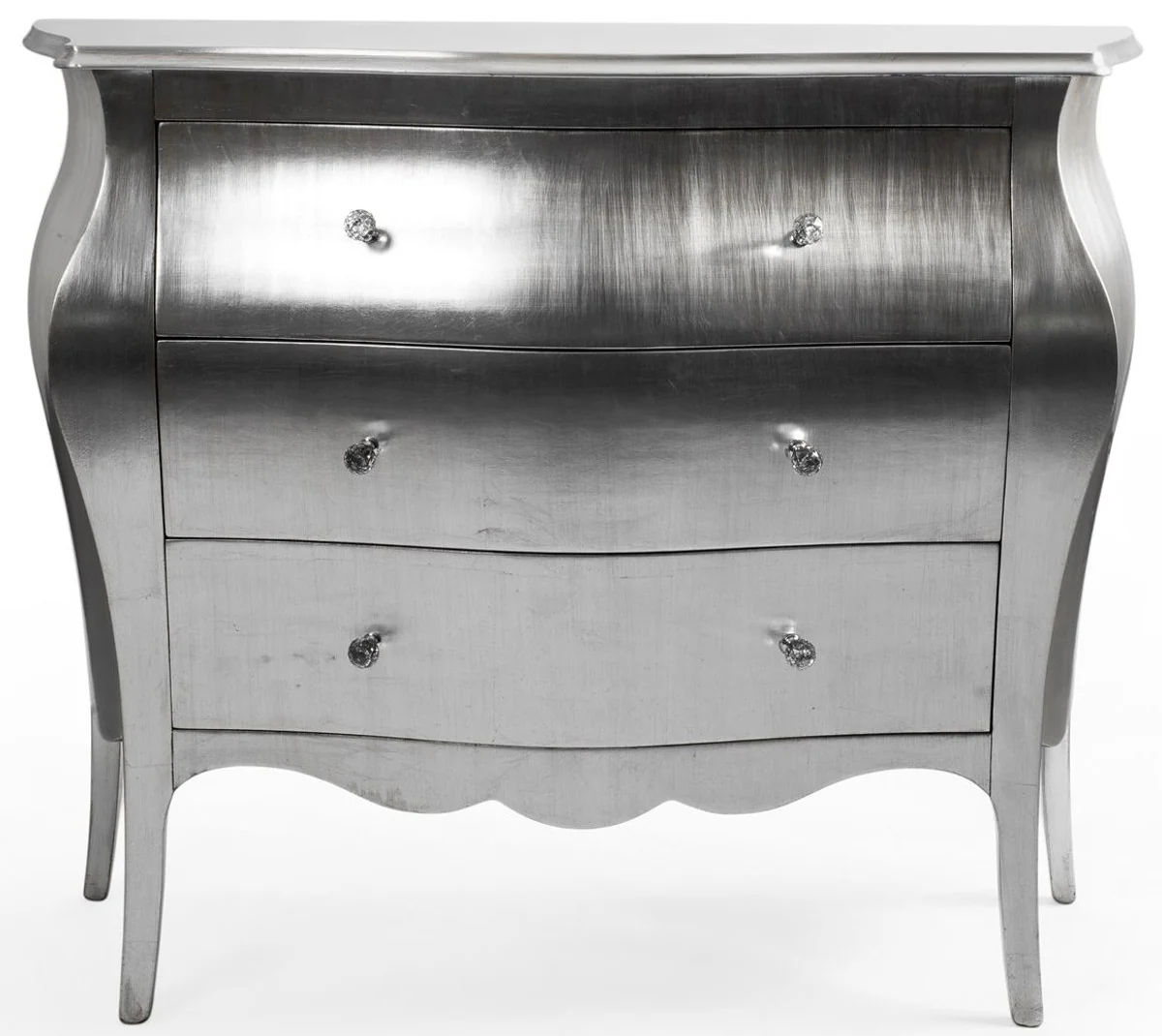 Luxury Baroque chest of drawers silver - Handmade solid wood chest of drawers with 3 drawers - Luxury furniture in the Baroque style - Baroque furniture - Baroque furnishings - Noble & magnificent