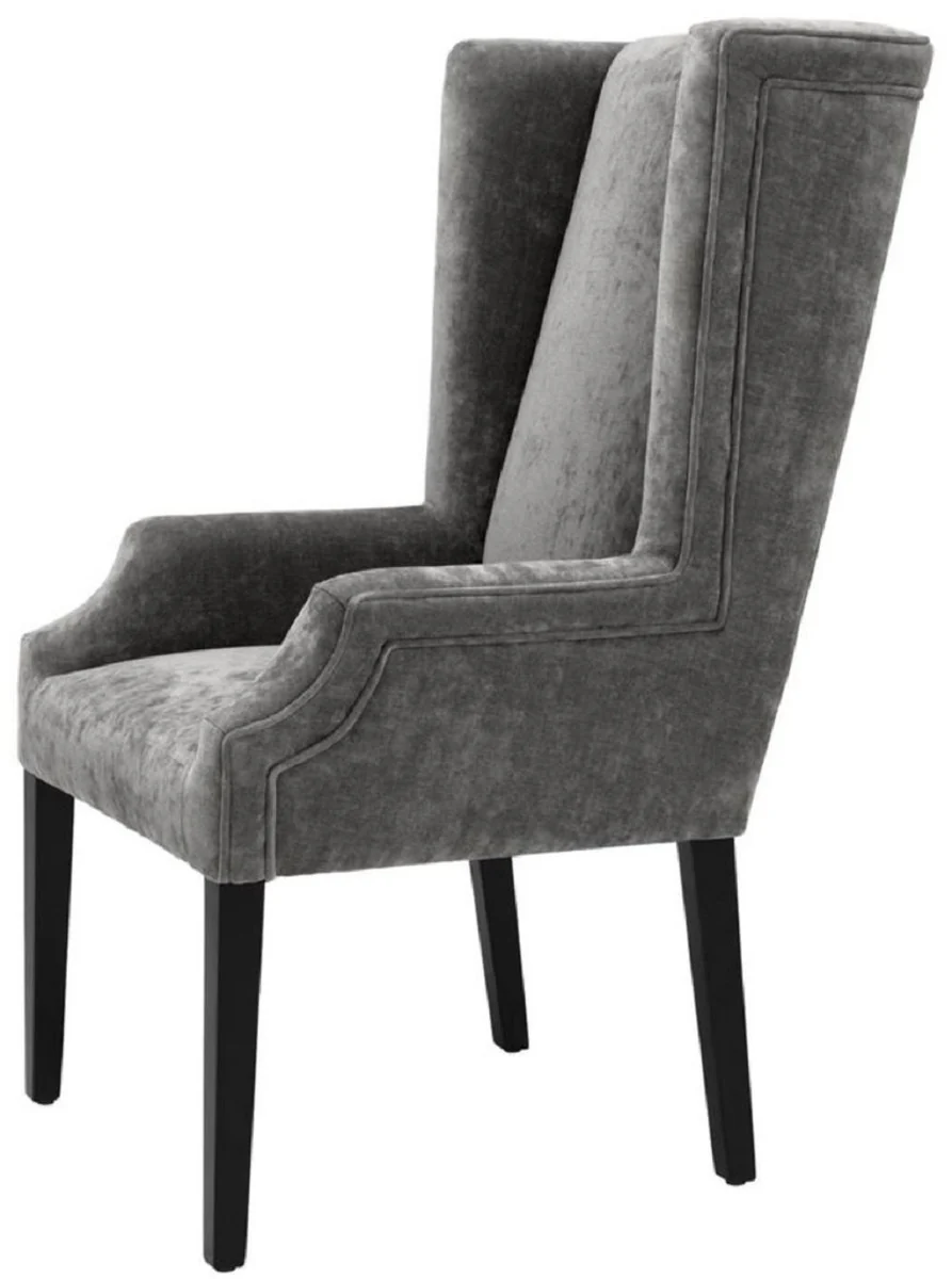 Luxury dining room chair gray / black 63 x 76 x H. 115 cm - high-back dining chair with armrests