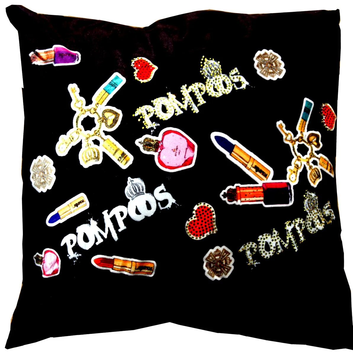 Harald Glööckler Designer Decorative Cushion Pompöös by Lipstick with Glitter Stones - Art Collection -