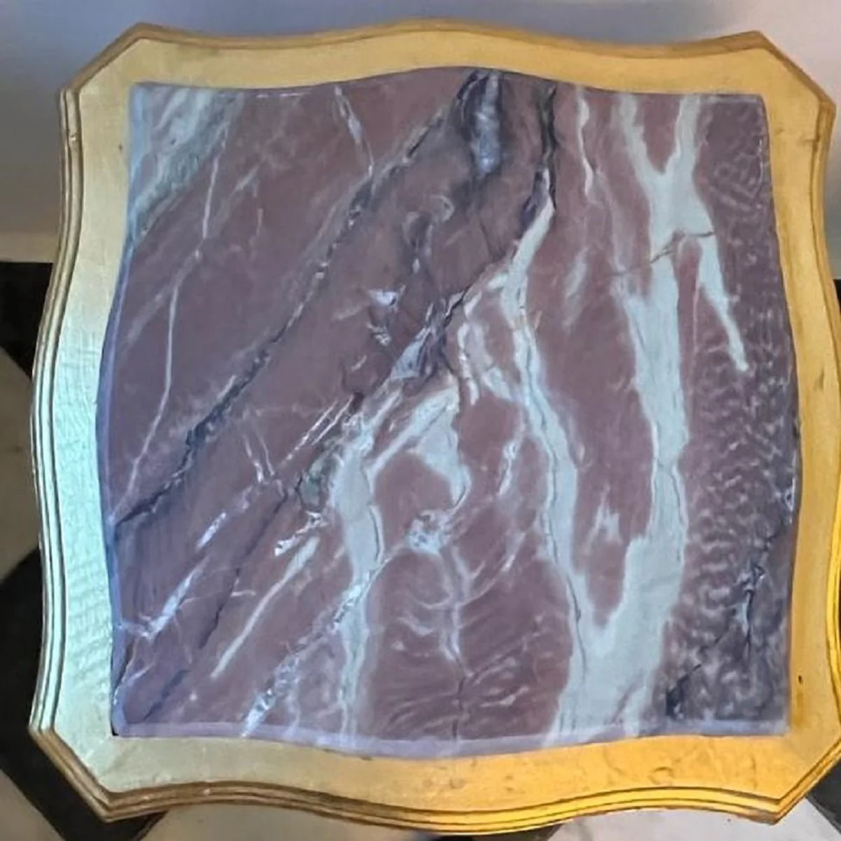 Baroque side table gold / gray - square antique style table with marble top - baroque style living room furniture in baroque style - baroque furniture