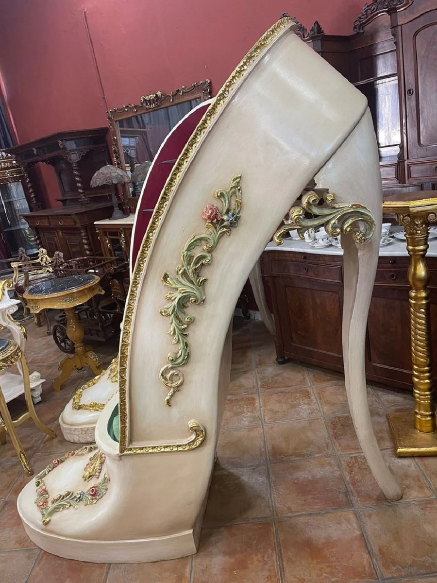 Luxury Baroque High Heel Display Cabinet Purple / Cream / Gold - Handcrafted Solid Wood Women's Shoe Display Cabinet - Magnificent Baroque Furniture