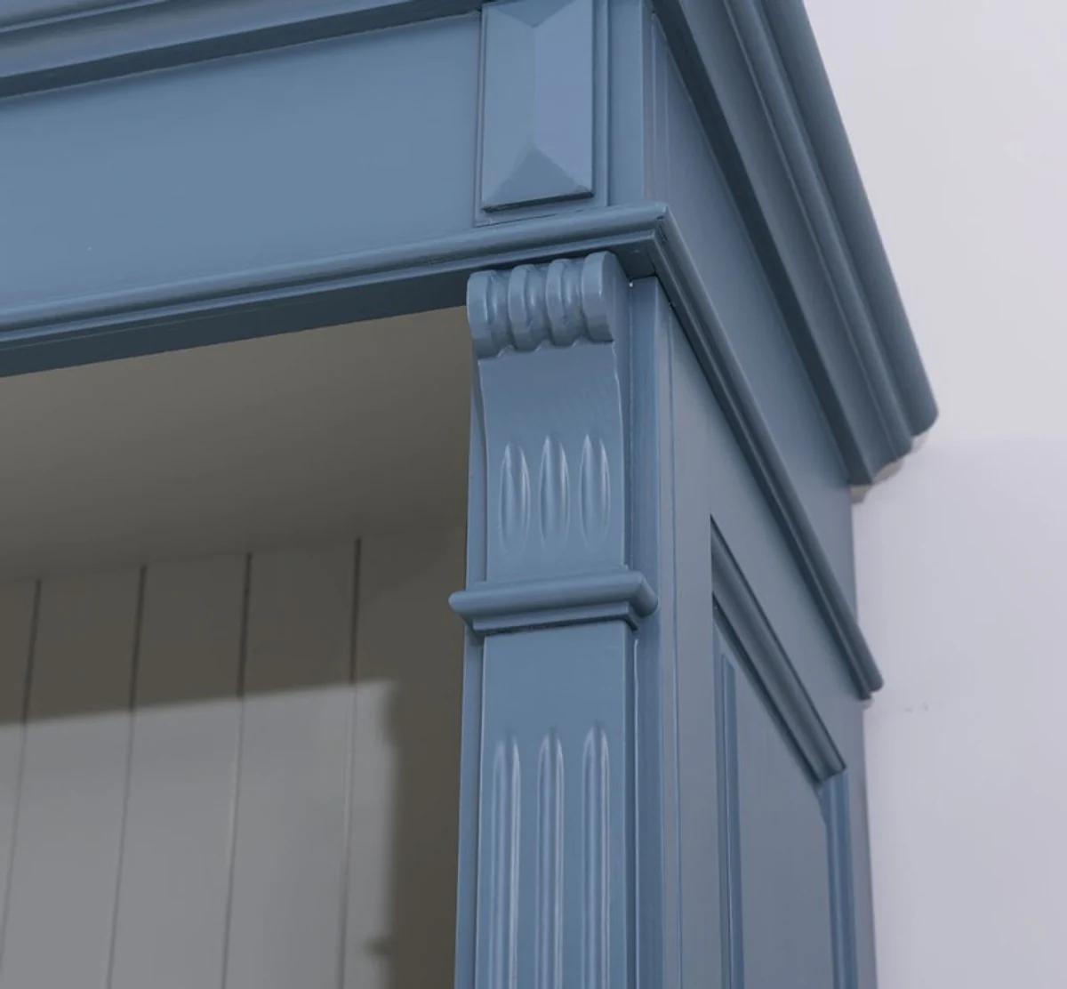 Country house style bookcase with ladder steel blue / gray