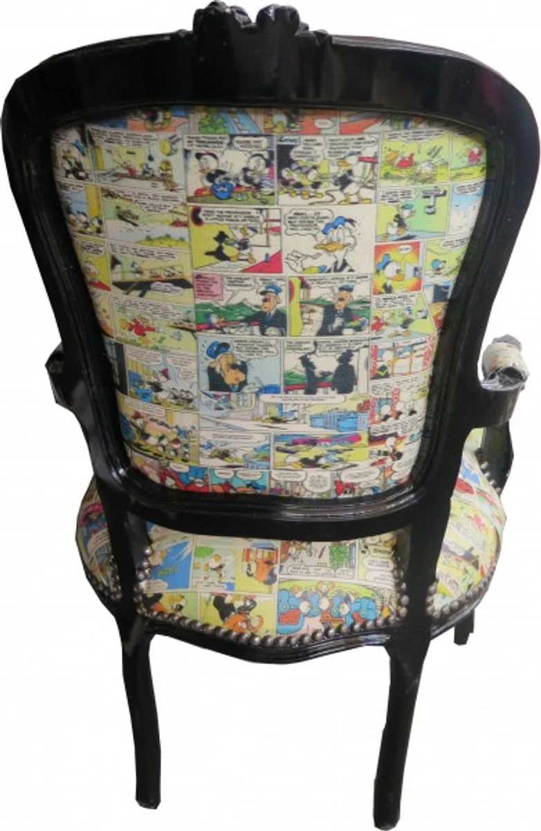 Baroque Salon Chair Comic Design / Black - Furniture Antique Style