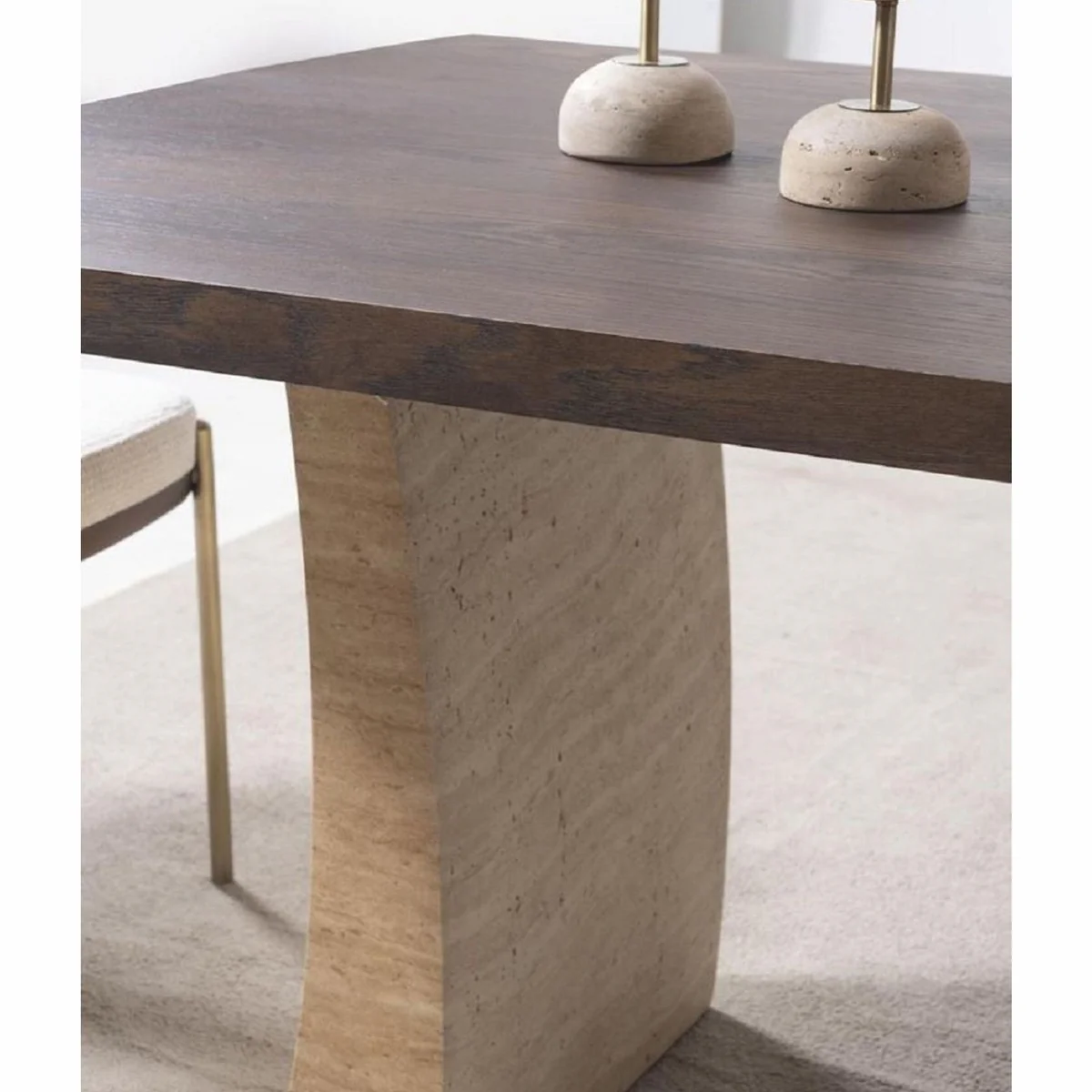 Luxury dining table brown / beige 208 cm - hotel & dining room furniture