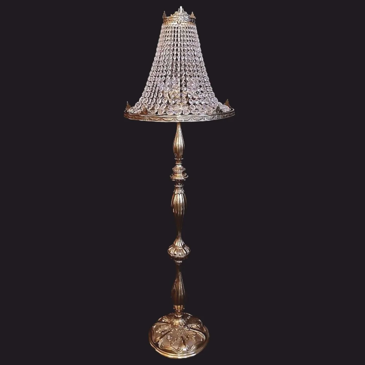 Luxury Baroque crystal glass floor lamp brass H. 162 cm - Baroque Lights