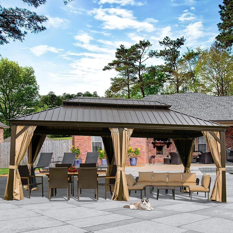 Calaro 19.5 Ft. W x 11 Ft. D Galvanisierter Stahl Patio Gazebo