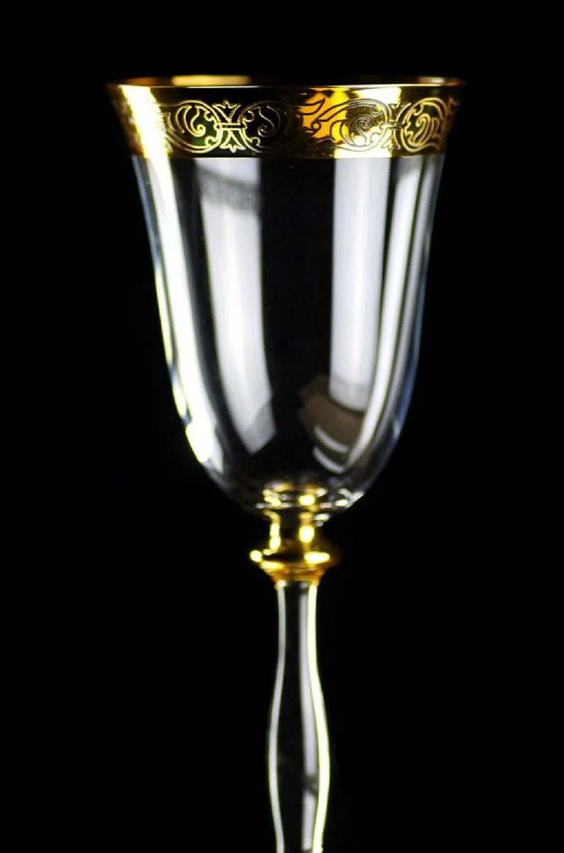 Luxury Baroque wine glass set of 6 gold Ø 8 x H. 20 cm - handmade and hand-engraved wine glasses - hotel & restaurant accessories - luxury quality