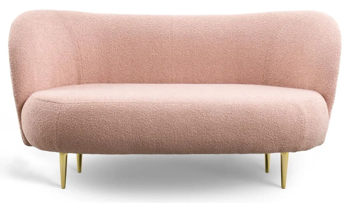 Luxury 3-seater sofa pink / gold 180 x 72 x H. 80 cm - living room sofa with curved backrest - living room furniture - luxury furniture - living room furnishings - luxury furnishings