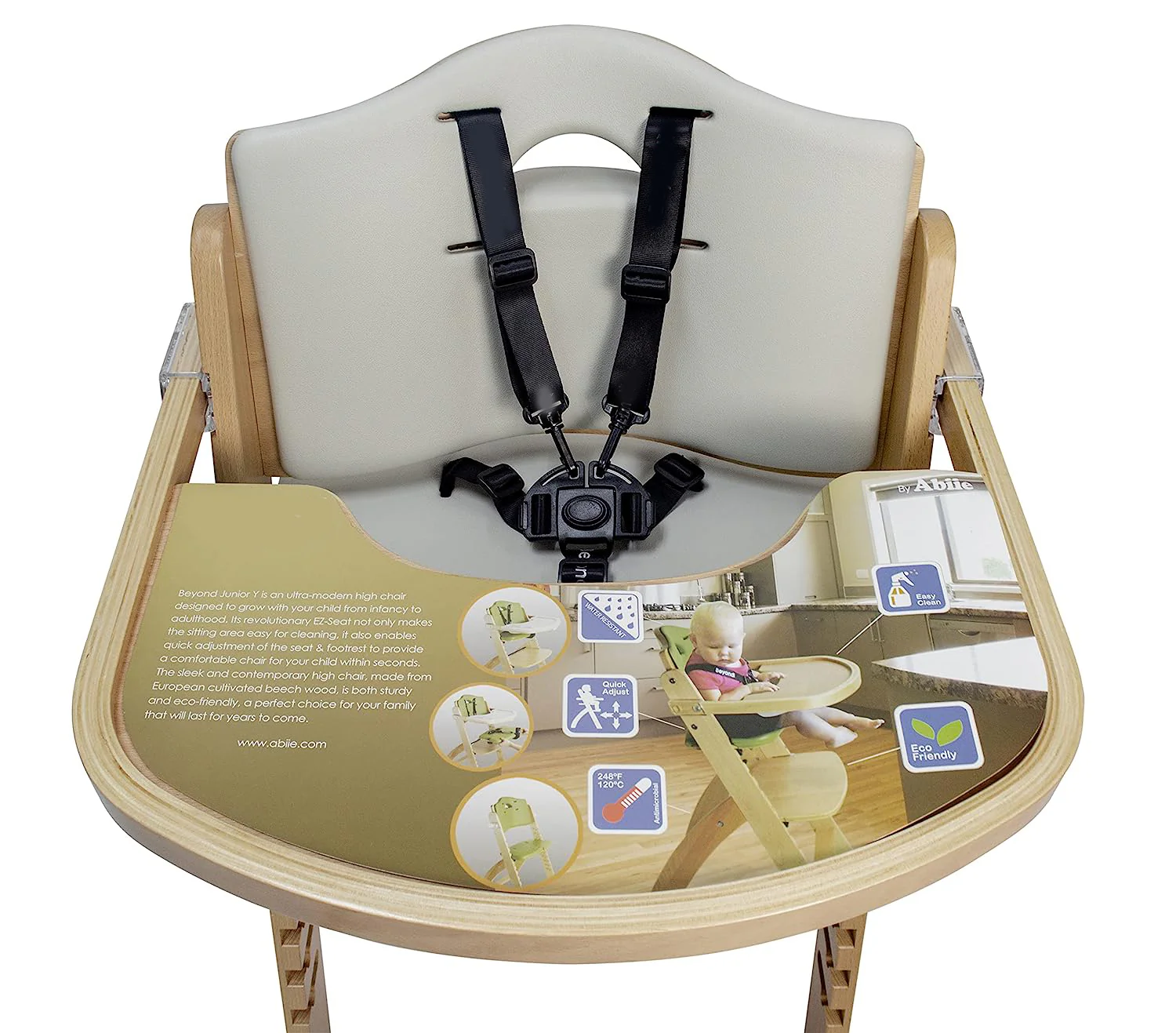 Hochstühle aus Holz für Babys und Kleinkinder. 3-in-1 verstellbarer Hochstuhl mit abnehmbarem Tablett, leicht zu reinigen, tragbar. 6 Months up to 250 Lb. Kissen aus Naturholz/Olivenholz