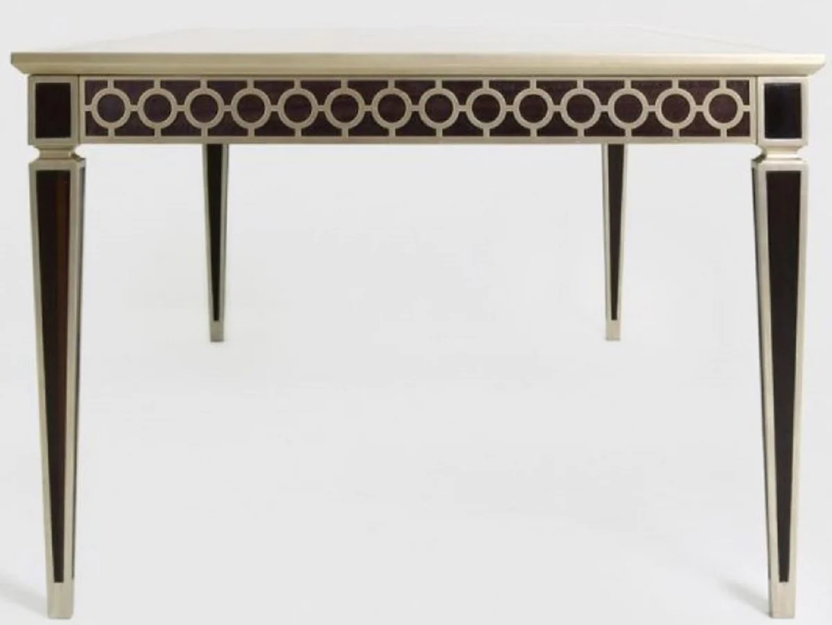 Luxury baroque dining table black / silver 240 x 110 x H. 78 cm - solid wood kitchen table - dining room table - dining room furniture in the baroque style