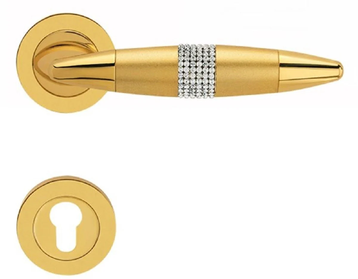 Luxury door handle set gold 16 x H. 5 cm - door handles set with Swarovski crystals