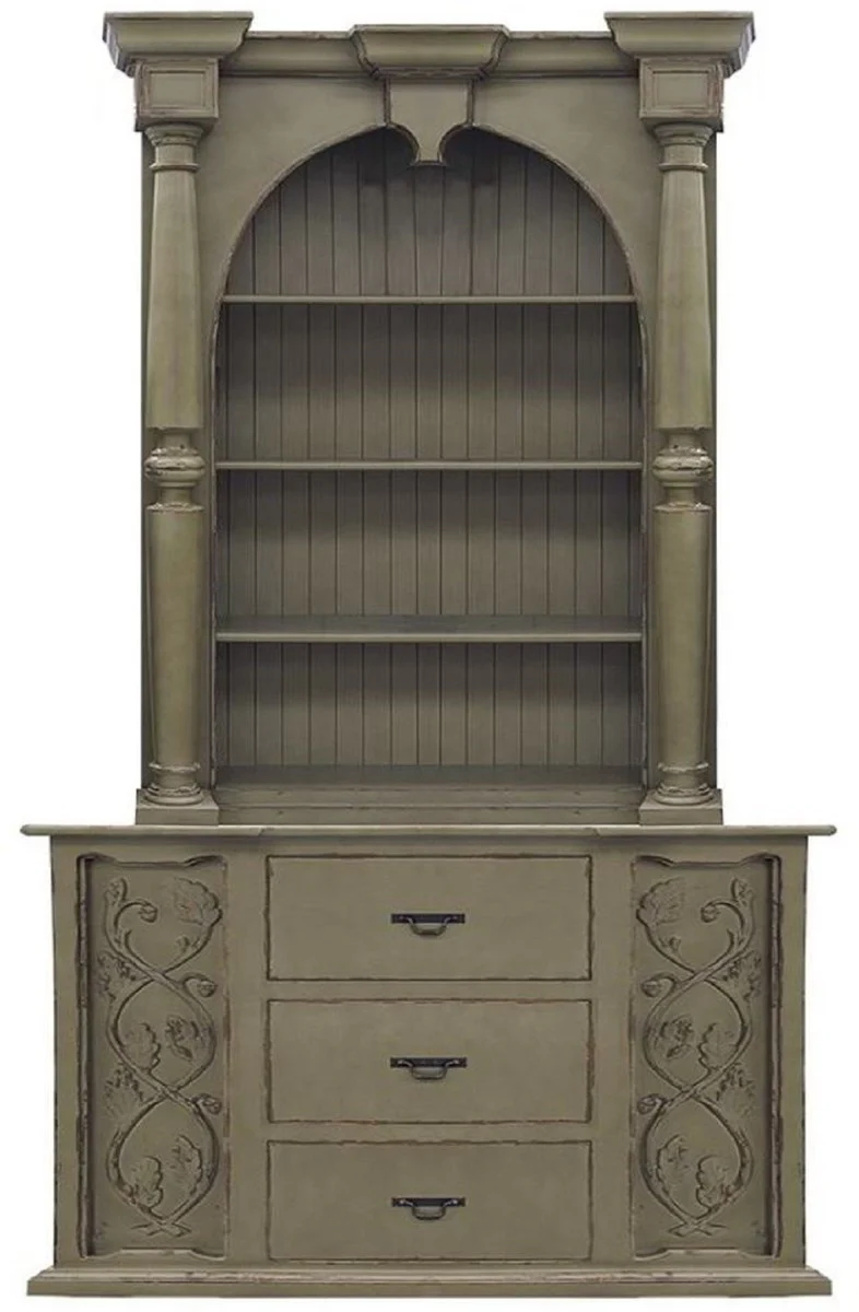Luxury country house style cabinet antique olive green - handmade solid wood shelf cabinet - living room cabinet - dining room cabinet - country house style furniture