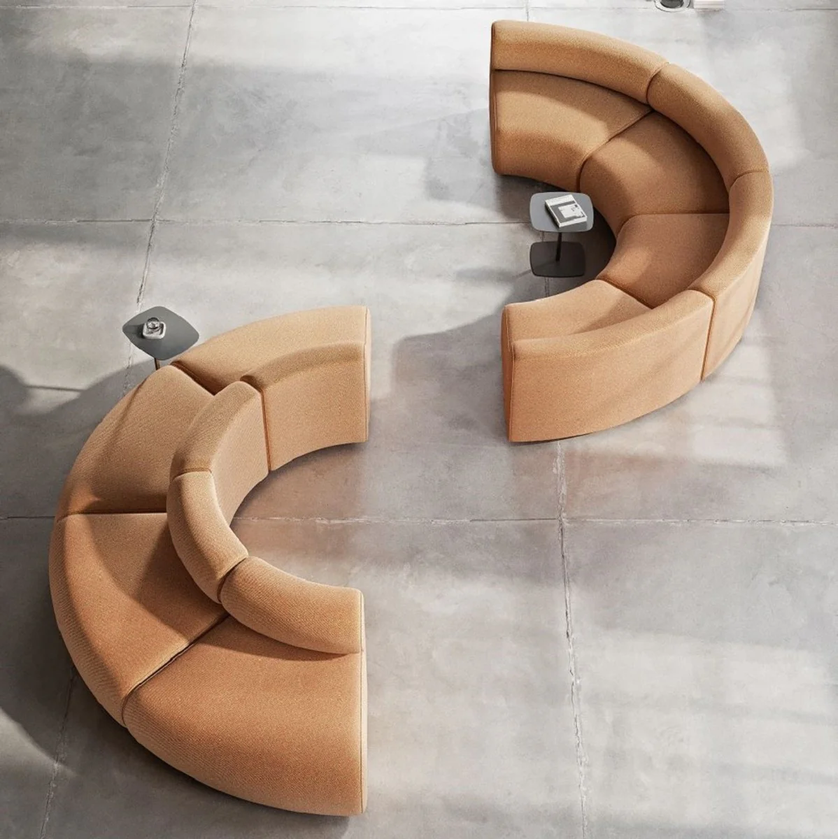 Luxury sofa brown 590 x 340 x H. 72 cm - Curved modular 8-piece sofa - Hotel sofa - Living room furniture - Hotel furniture - Luxury furniture