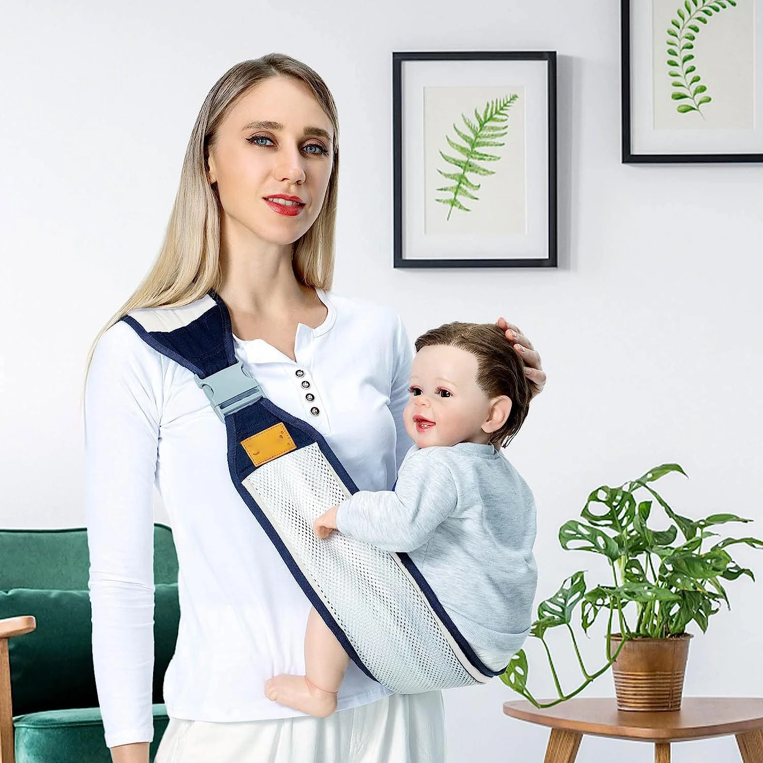 Babytrage für Neugeborene bis Kleinkinder, leichte Babytrage, Babytragetuch, Baby-Hüftsitztrage für Kleinkindertrage, Babyhaltertrage, Stilltrage, Tragkraft 3,6–20,3 kg, Grau