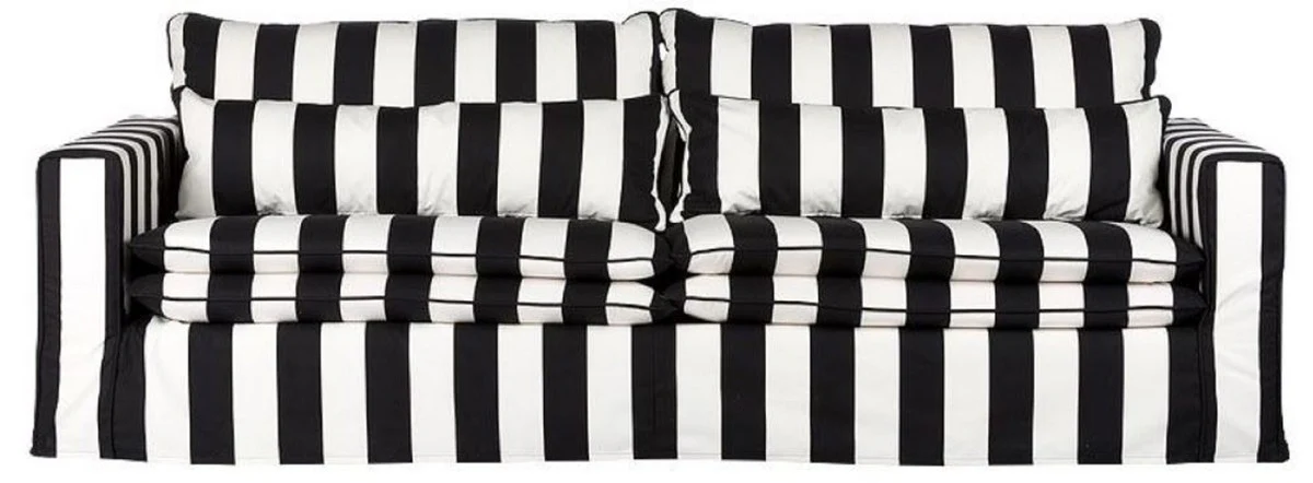 Sofa Black / White - Modern Living Room Sofa with Stripes - Modern Living Room Furniture