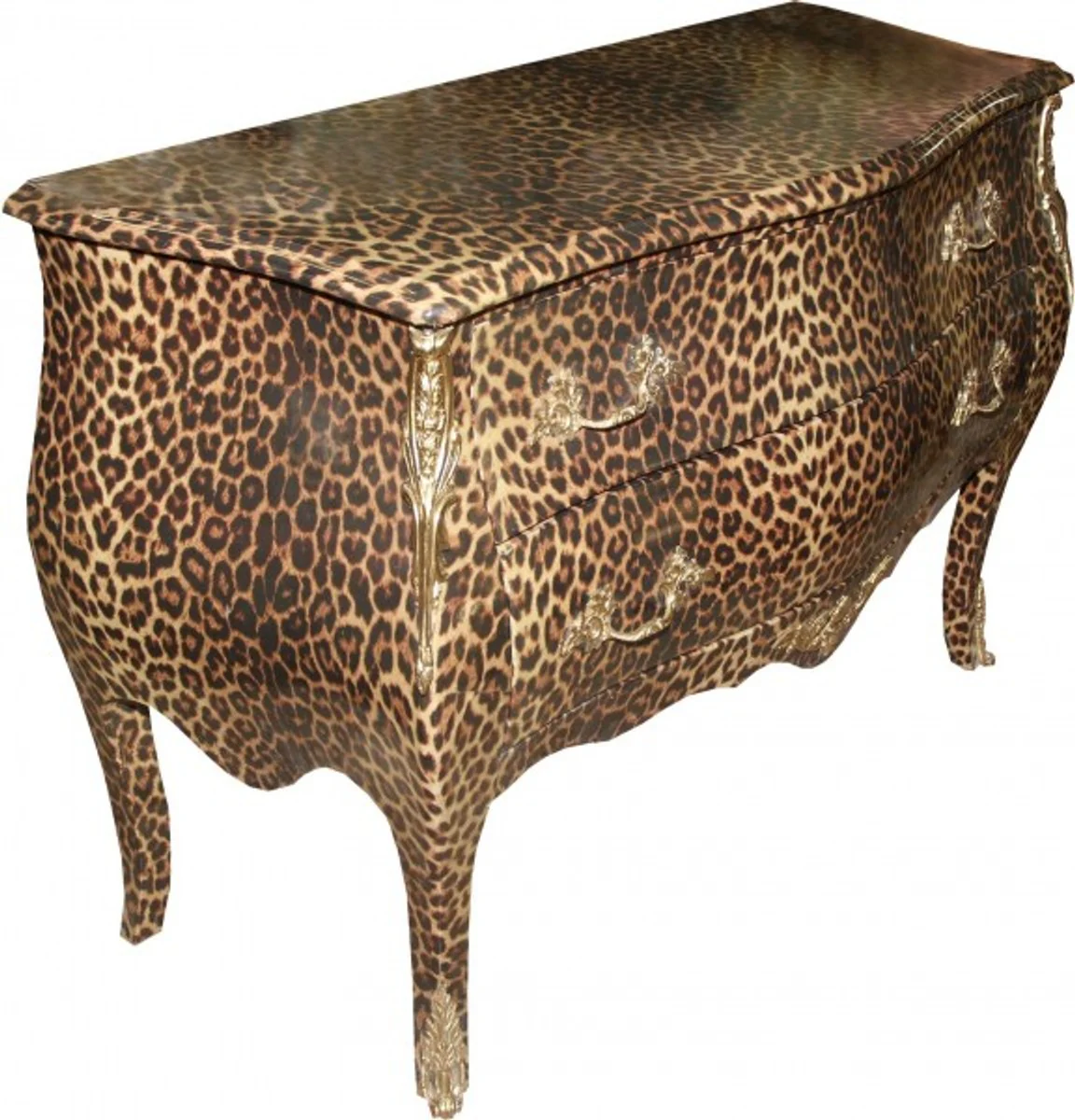 Baroque chest of drawers Leopard with golden metal applications 123 cm - Baroque furniture