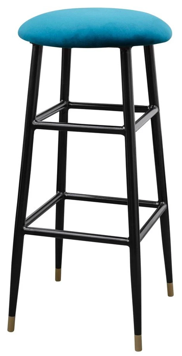 Luxury bar stool blue / black Ø 37 x H. 76 cm - bar chair with velvet fabric