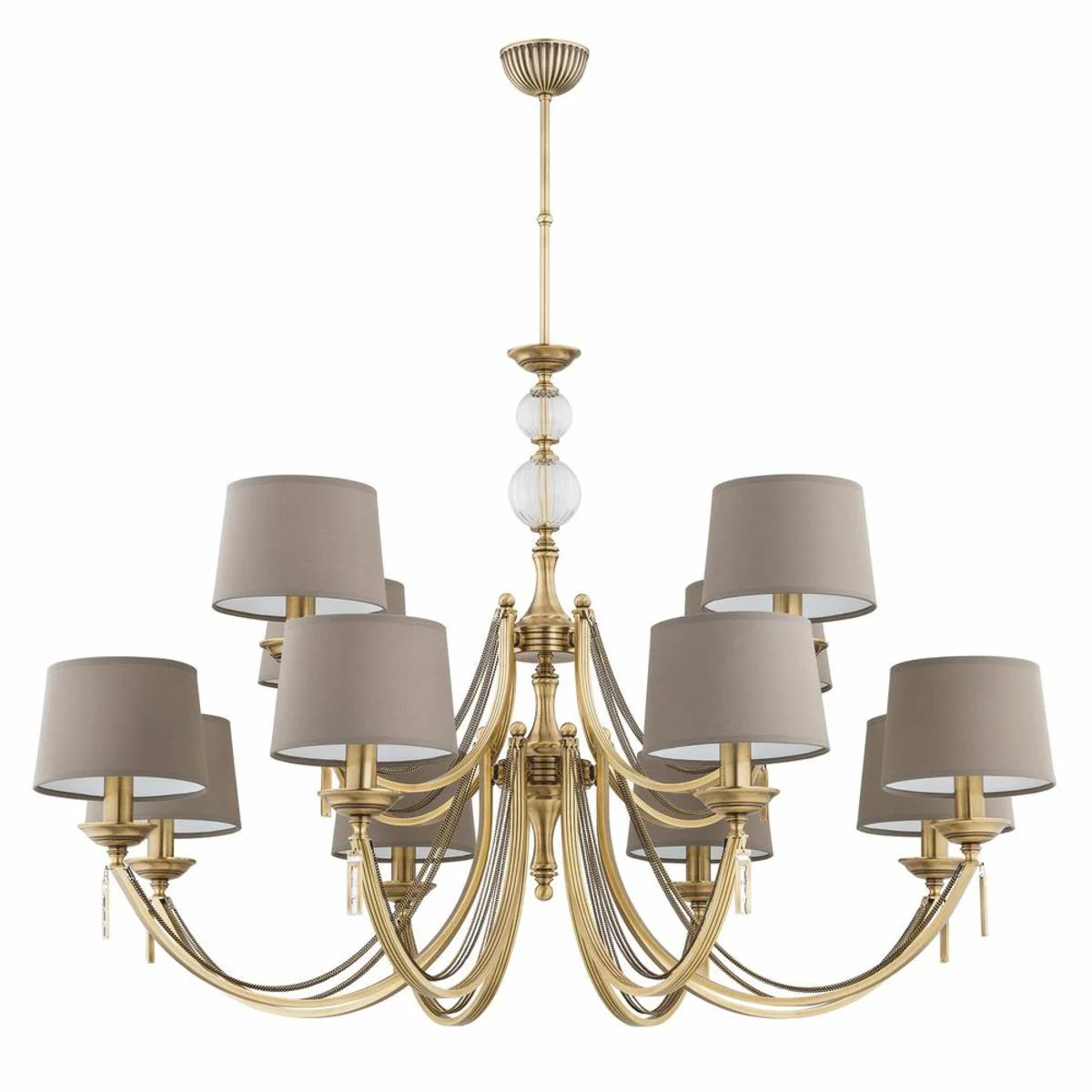 Luxury baroque chandelier brass with patina / gray Ø 112 cm
