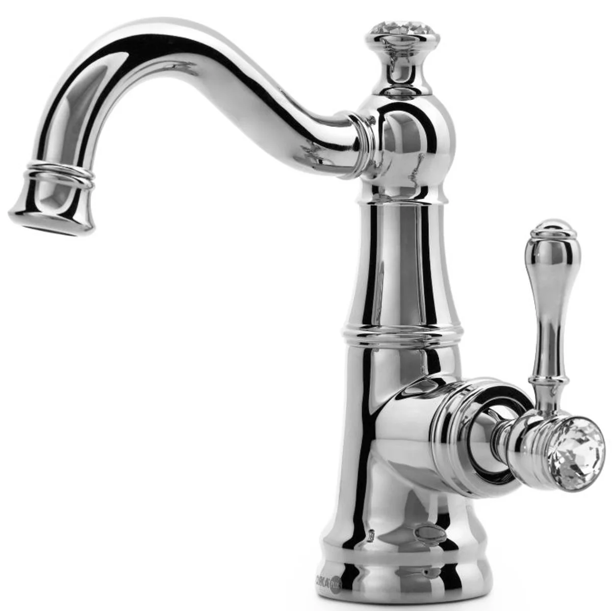 Luxury Art Nouveau basin mixer with crystal glass H. 20.8 cm - Various colors - Neoclassical bathroom accessories - Luxury bathroom accessories