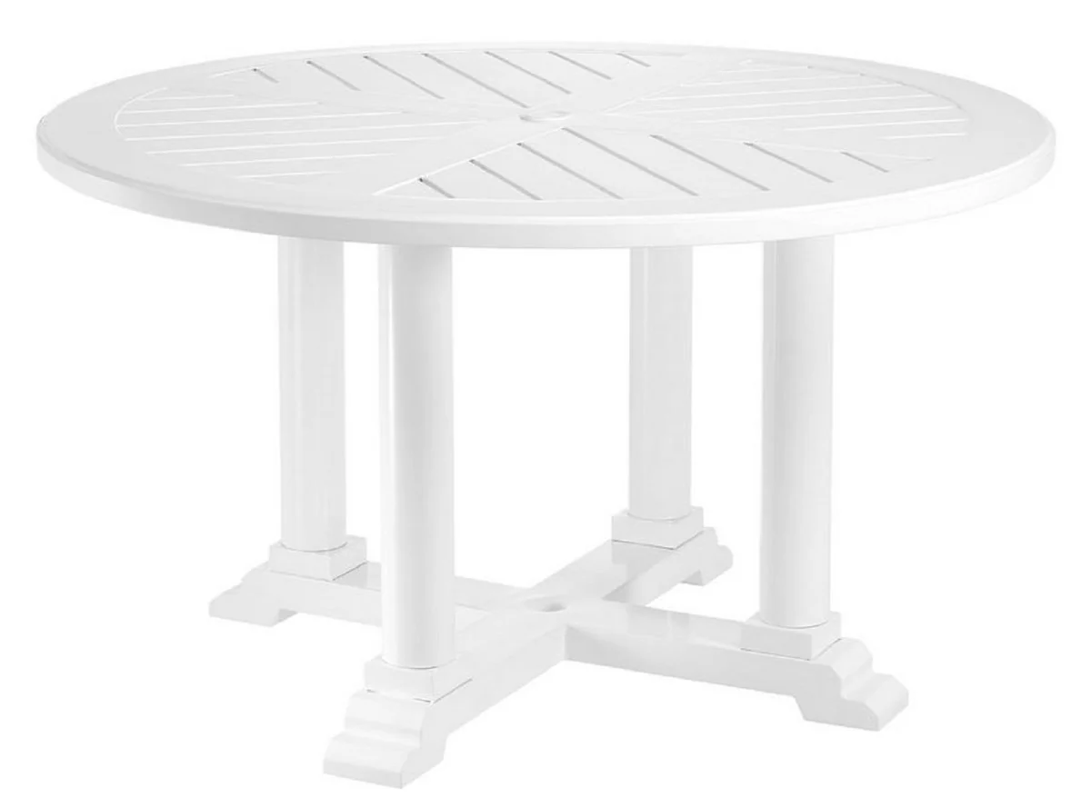 Luxury dining table white Ø 130 x H. 75 cm - round kitchen table made of high-quality, durable aluminum - garden table